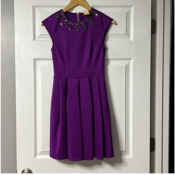 Ted Baker Jadore Purple Beaded Dress - Picture 4 of 8